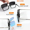 Clip-M - Rectangle Blue Clip On Sunglasses for Men & Women